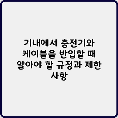기내에서 충전기와 케이블을 반입할 때 알아야 할 규정과 제한 사항