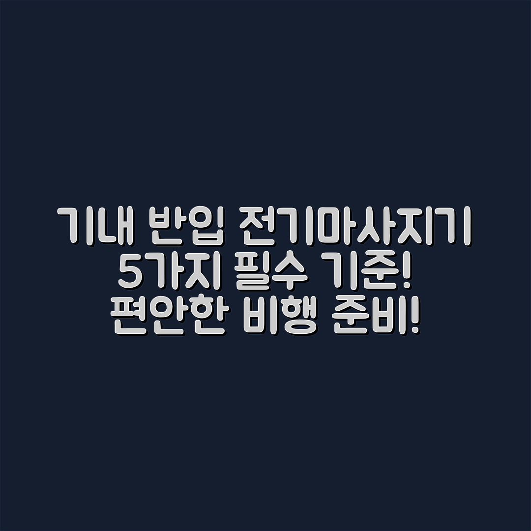 비행기 기내 반입 전기마사지기 5가지 기준