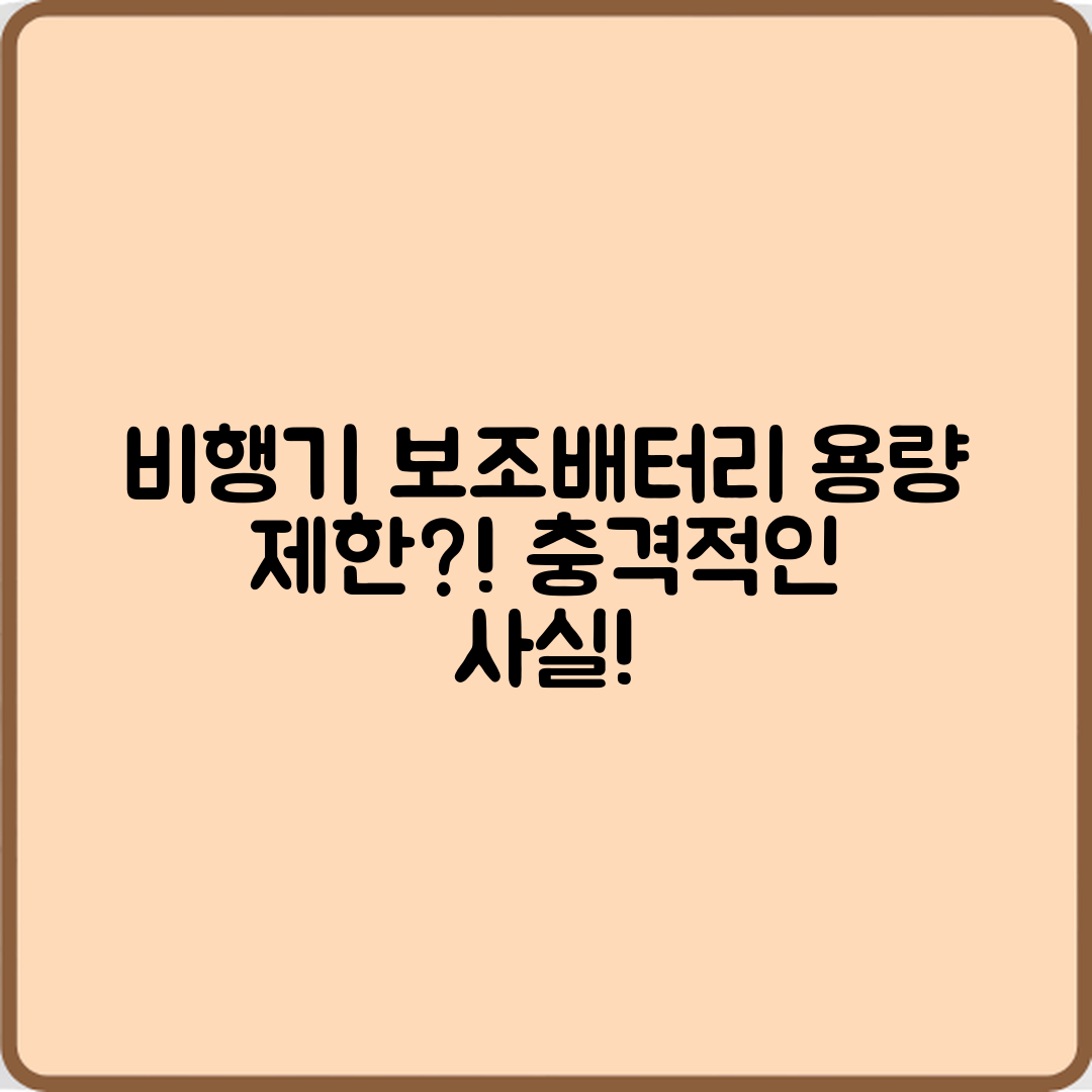 충격적인 비행기 기내 보조배터리 용량 제한!