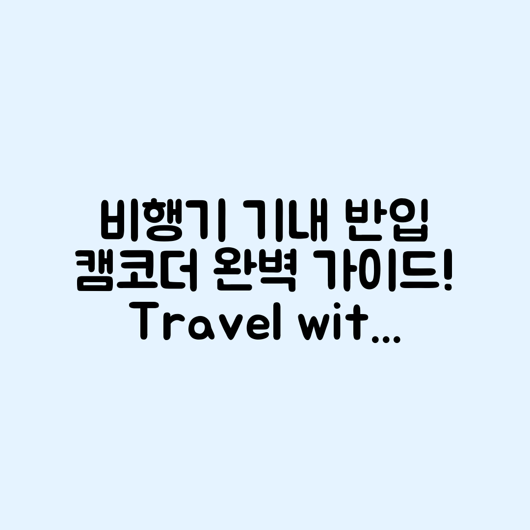 비행기 기내 반입 캠코더 완벽 가이드