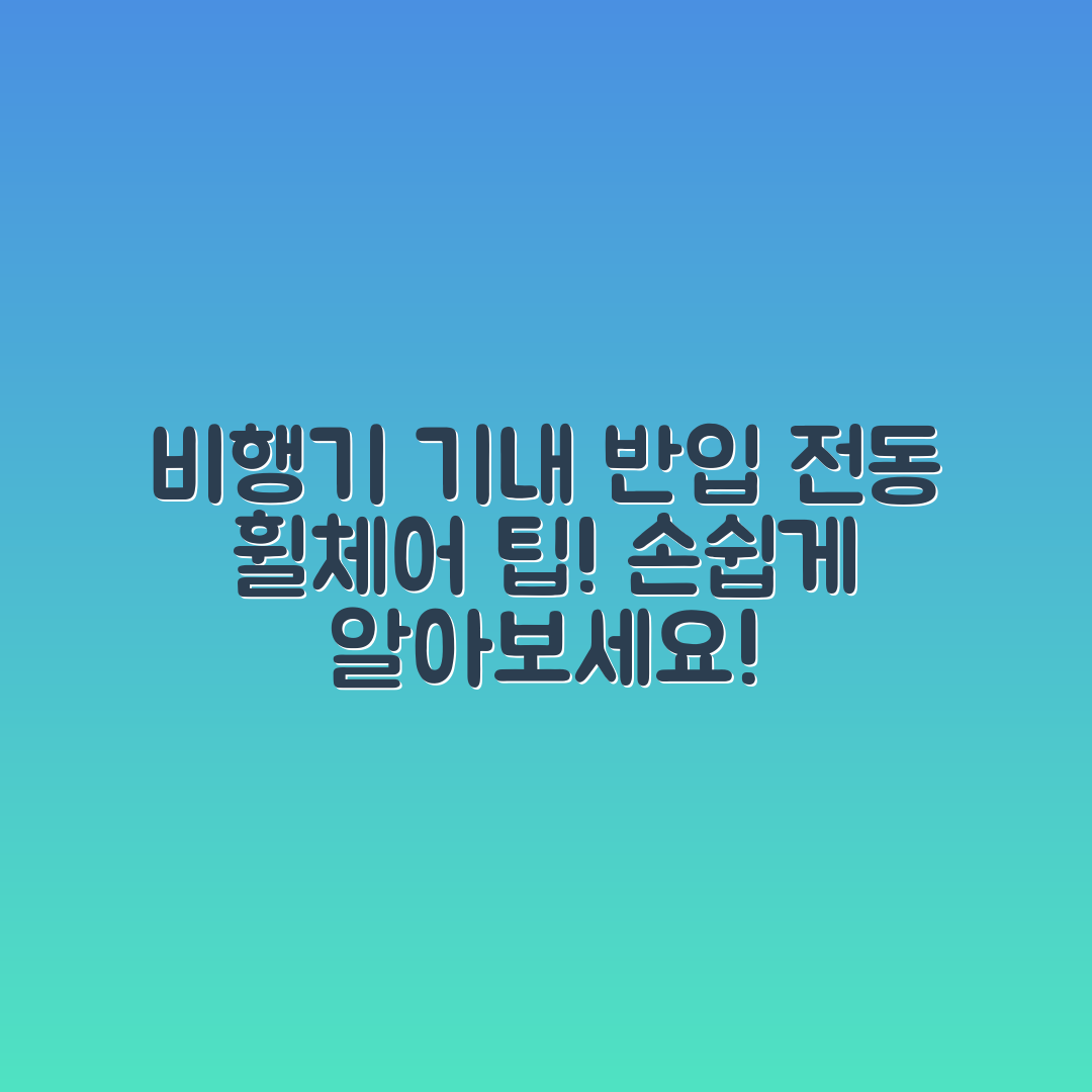 누구나 알기 쉬운 비행기 기내 반입 전동 휠체어 팁