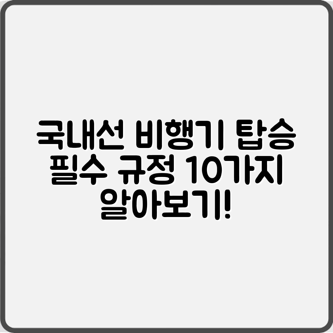 국내선 비행기 탑승 시 알아야 할 10가지 규정