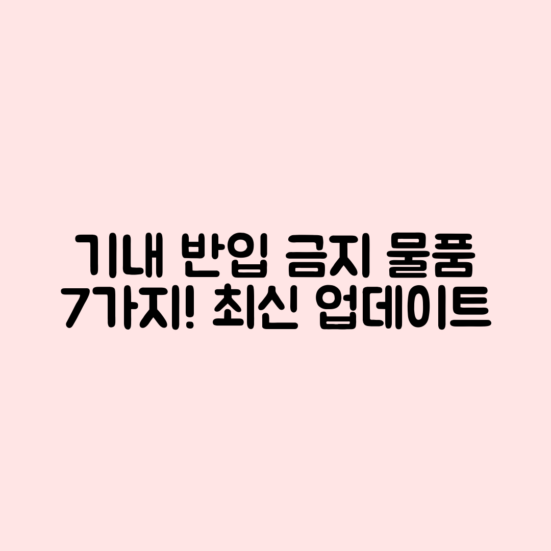 기내 반입 금지 물품 7가지 최신 업데이트